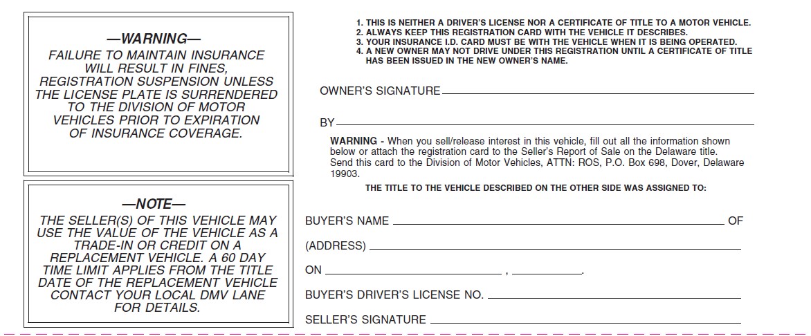 vehicle bill of sale. in lieu of a Bill of Sale,